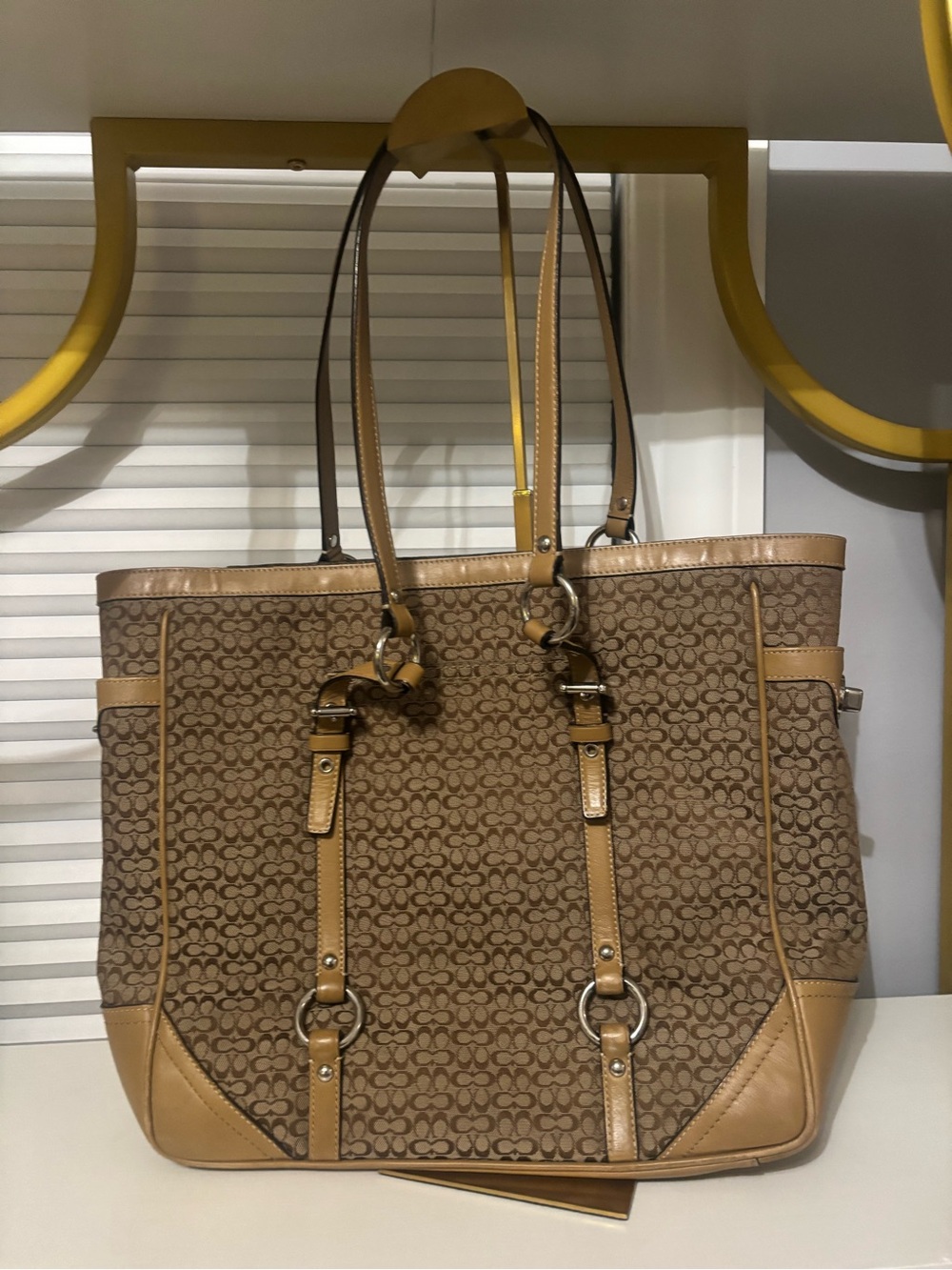 Coach Brown Signature Logo Tote with Tan Trim